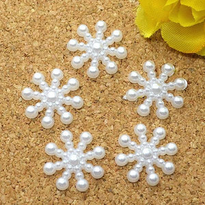 100pcs 15mm Snowflake ABS Pearls Flatback Decoration