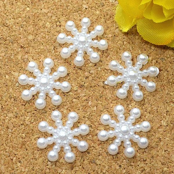100pcs 15mm Snowflake ABS Pearls Flatback Decoration