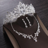 Hand Wrapped Crown Necklace Earring Set for Women's Wedding