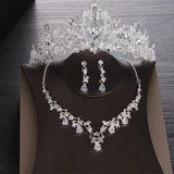 Hand Wrapped Crown Necklace Earring Set for Women's Wedding