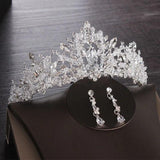 Hand Wrapped Crown Necklace Earring Set for Women's Wedding