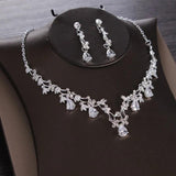 Hand Wrapped Crown Necklace Earring Set for Women's Wedding