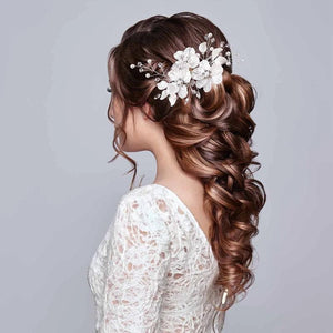 Bridal Crystal Pearl Hair Clip Floral Style Barrette Wedding Hair Jewelry