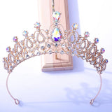 Bridal Pink Crystal Girls Tiara Crown For Women Princess Queen Rhinestone Crown 