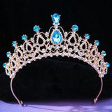 Bridal Pink Crystal Girls Tiara Crown For Women Princess Queen Rhinestone Crown 