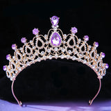 Bridal Pink Crystal Girls Tiara Crown For Women Princess Queen Rhinestone Crown 