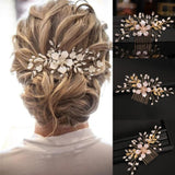 Crystal Flower Leaf Pearl Hair Comb Pin Headband Tiara