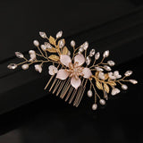 Crystal Flower Leaf Pearl Hair Comb Pin Headband Tiara