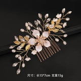 Crystal Flower Leaf Pearl Hair Comb Pin Headband Tiara