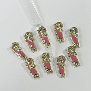 10pcs 3D Nail Art Charms San Judas Pink Metal Alloy Jewelry DIY Manicure