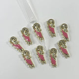 10pcs 3D Nail Art Charms San Judas Pink Metal Alloy Jewelry DIY Manicure