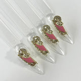10pcs 3D Nail Art Charms San Judas Pink Metal Alloy Jewelry DIY Manicure