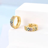 925 Sterling Silver Yellow Circular Hoop Earrings Golden Earring