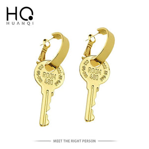 Harajuku Punk Pin Key Pendant Earrings for Women Girl