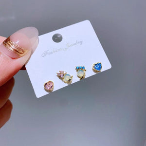 Crystal Heart Duck Stud Earrings Zirconia Gift Jewelry