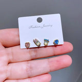 Crystal Heart Duck Stud Earrings Zirconia Gift Jewelry