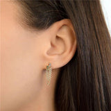 925 Silver Tassel Pendant Stud Chain Earrings Women Jewelry Pendientes