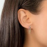 925 Silver Tassel Pendant Stud Chain Earrings Women Jewelry Pendientes