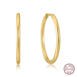 Stylish Thick Vermeil Hoop Earring 14k Plated S925 Sterling Silver Women