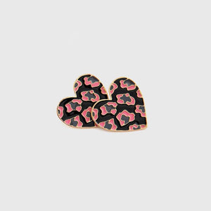 Enamel Colorful Love Heart Stud Earrings Silver 925 Needles Jewelry