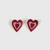 Enamel Colorful Love Heart Stud Earrings Silver 925 Needles Jewelry