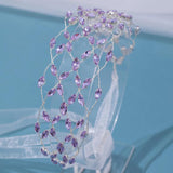 Purple Rhinestone Chain Net Headband Wedding Party Hair Accessory