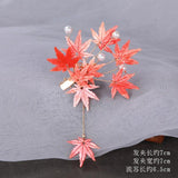 Red Acetic Acid Plate Maple Leaves Hair Stick Hairpins