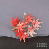 Red Acetic Acid Plate Maple Leaves Hair Stick Hairpins