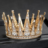 Golden Rhinestone Round Crown Tiara Hair Jewelry Wedding Hair Accessories