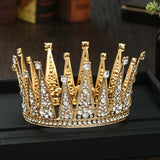 Golden Rhinestone Round Crown Tiara Hair Jewelry Wedding Hair Accessories