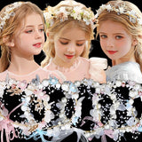Pearl Flower Bridal Headband Wedding Garland Hair Hoop
