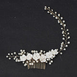 Crystal Flower Pearl Hair Comb Headband Tiara Hairpin for Bride