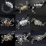 Crystal Flower Pearl Hair Comb Headband Tiara Hairpin for Bride