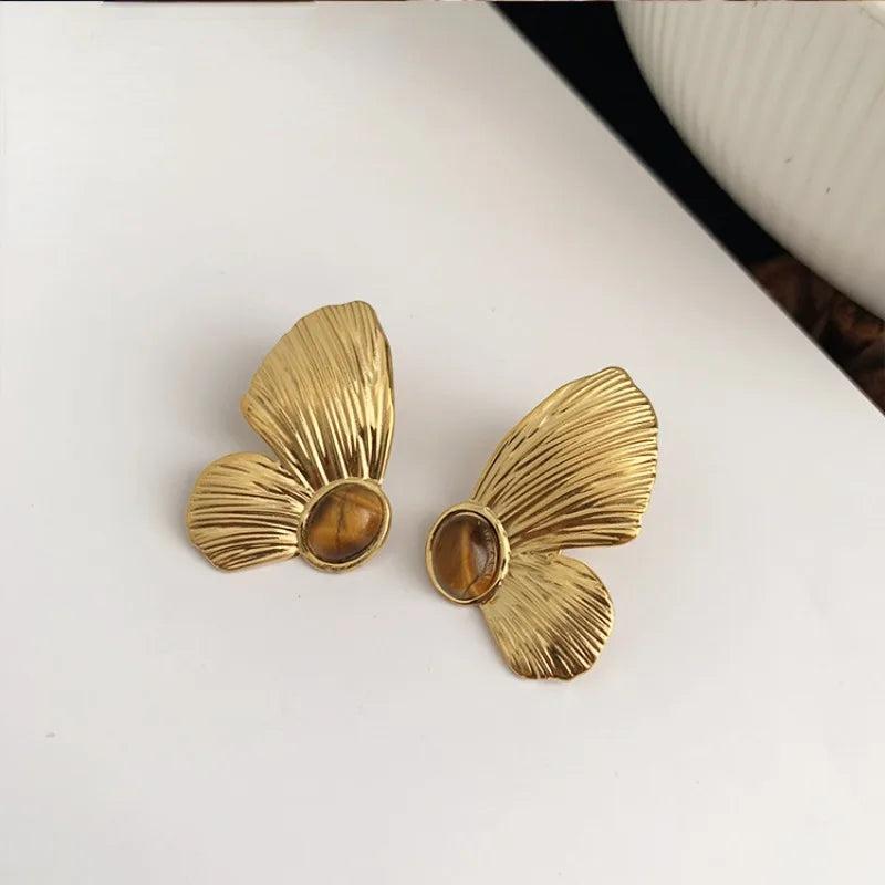 925 Silver Needle Circle Butterfly Stud Earrings for Women