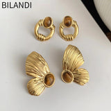 925 Silver Needle Circle Butterfly Stud Earrings for Women
