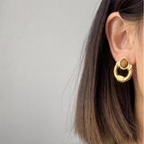 925 Silver Needle Circle Butterfly Stud Earrings for Women