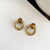 925 Silver Needle Circle Butterfly Stud Earrings for Women