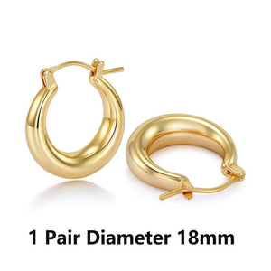 Chunky Hoop Earrings Set 925 Sterling Silver Needle 14K Plated Modern Jewelry