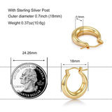 Chunky Hoop Earrings Set 925 Sterling Silver Needle 14K Plated Modern Jewelry