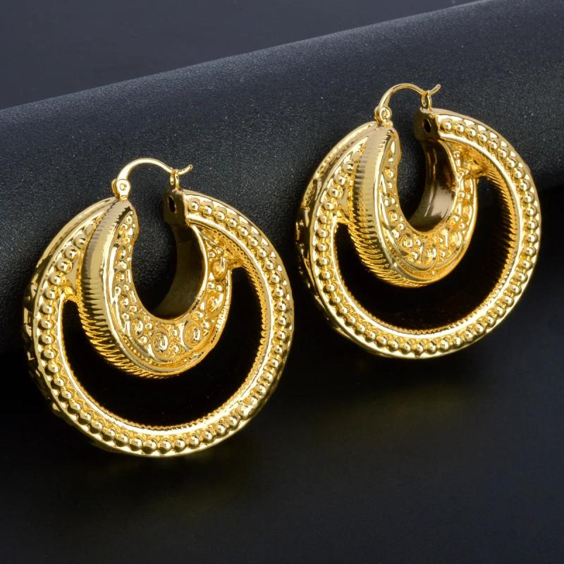Nigeria Africa 18K Earrings for Women Irregular Big Ring Earring