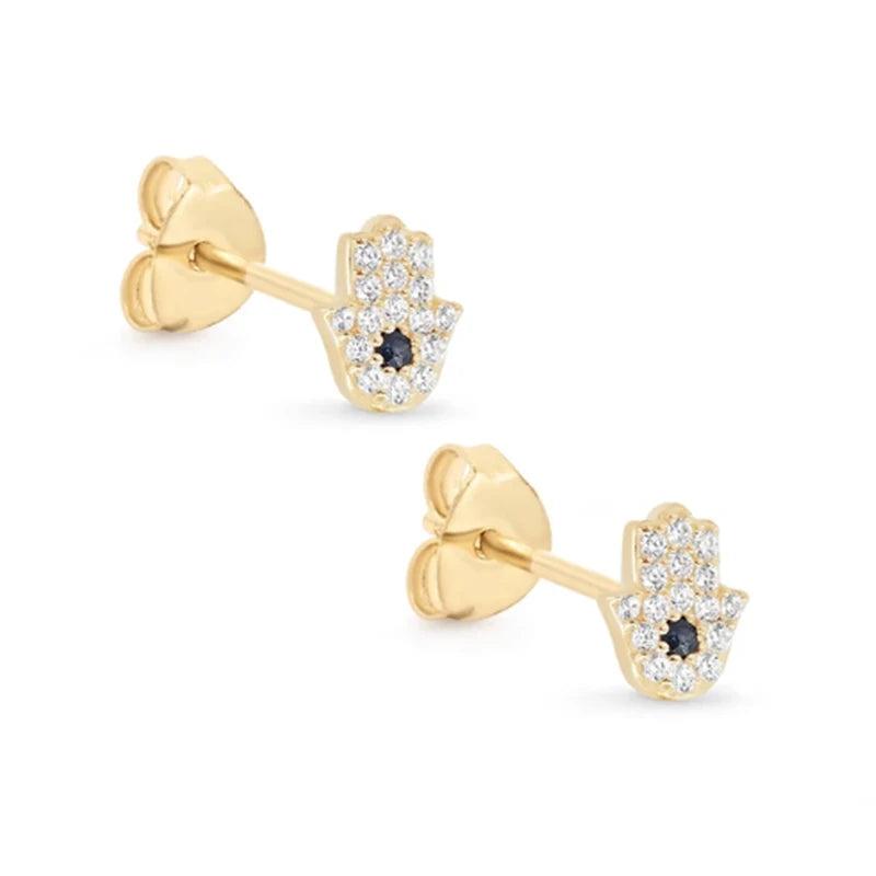 Colorful Crystal Stud Earrings 18k Plated - Wedding Jewelry