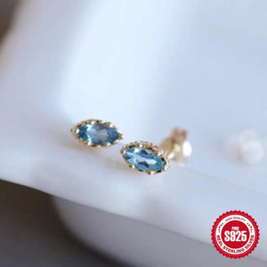 Colorful Crystal Stud Earrings 18k Plated - Wedding Jewelry