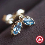 Colorful Crystal Stud Earrings 18k Plated - Wedding Jewelry
