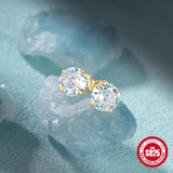 Colorful Crystal Stud Earrings 18k Plated - Wedding Jewelry