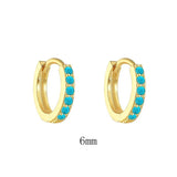 925 Silver Turquoise Stud Earrings for Women - Small Bling Aretes Jewelry