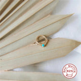 925 Silver Turquoise Stud Earrings for Women - Small Bling Aretes Jewelry