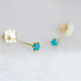 925 Silver Turquoise Stud Earrings for Women - Small Bling Aretes Jewelry
