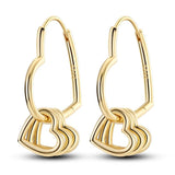 925 Silver & Rose Heart Earrings Triple Love Women's Jewelry