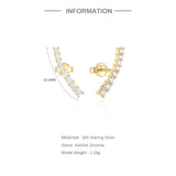 Round Zircon 925 Silver Stud Earrings For Women Minimalism Jewelry