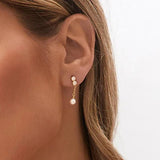 Round Pearl Sterling Silver Earrings for Women Wedding Party